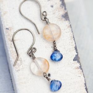 Blue Citrine Earrings Kyanite NEW